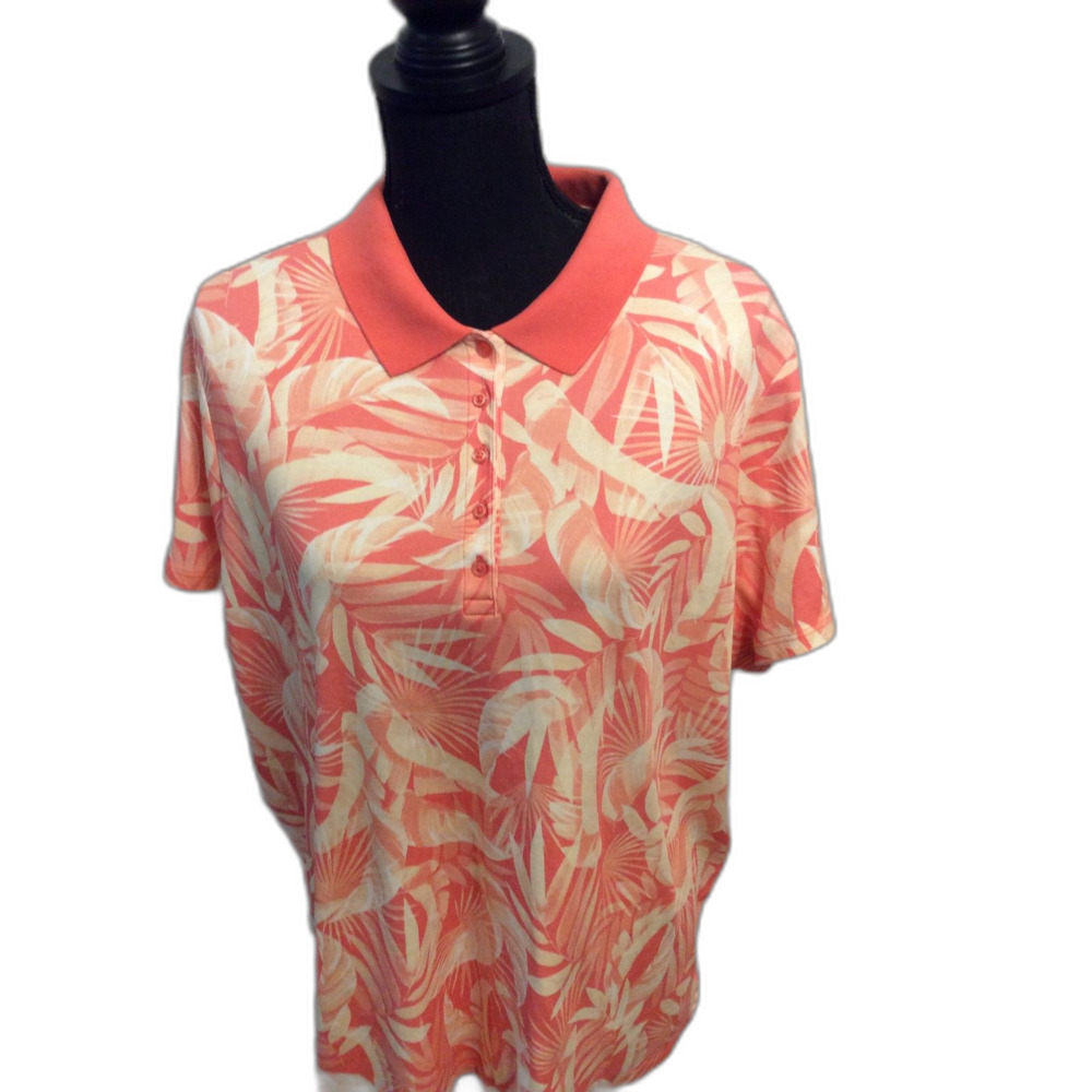 Plus size 3X Lands' End Polo Floral Collared 24-26W Tropical Summer EUC